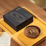 Round Wood and Copper Incense Holder