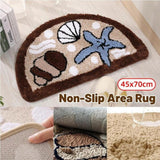 Fluffy Semicircle Non-Slip Bath Mat