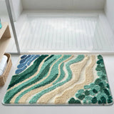 Fluffy Ocean Wavy Pattern Bath Mat