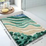 Fluffy Ocean Wavy Pattern Bath Mat