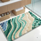 Fluffy Ocean Wavy Pattern Bath Mat