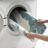 Fluffy Ocean Wavy Pattern Bath Mat