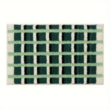 Moss Green Geometric Flock Bath Mat