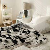 Velora Black White Fuzzy Knit Throw