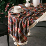 Vintage Holiday Plaid Round Tablecloth