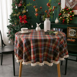 Vintage Holiday Plaid Round Tablecloth